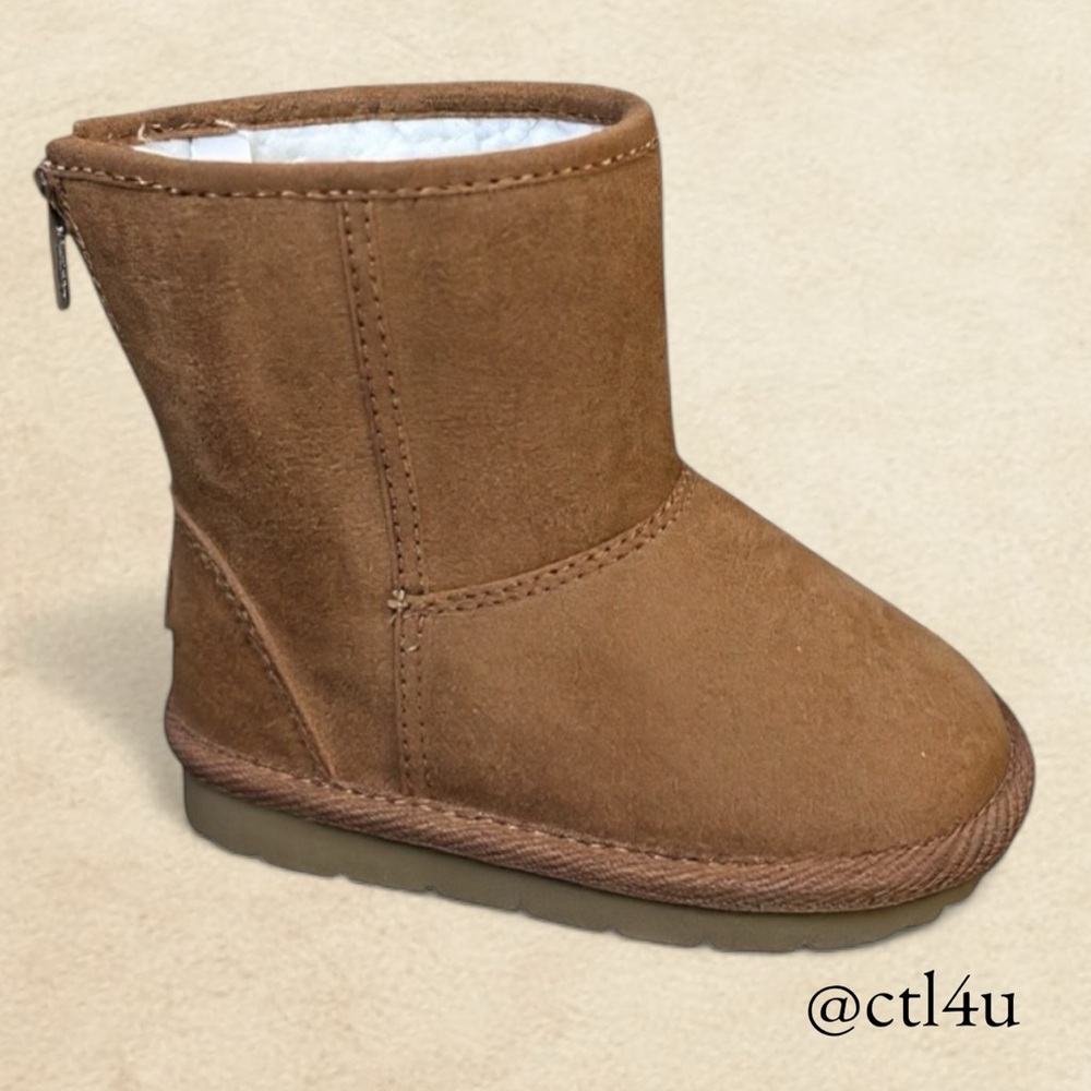 NEW Baby GAP Brown Faux Suede Shearling Boots Toddler 7 Cozy Neutral Cottagecore